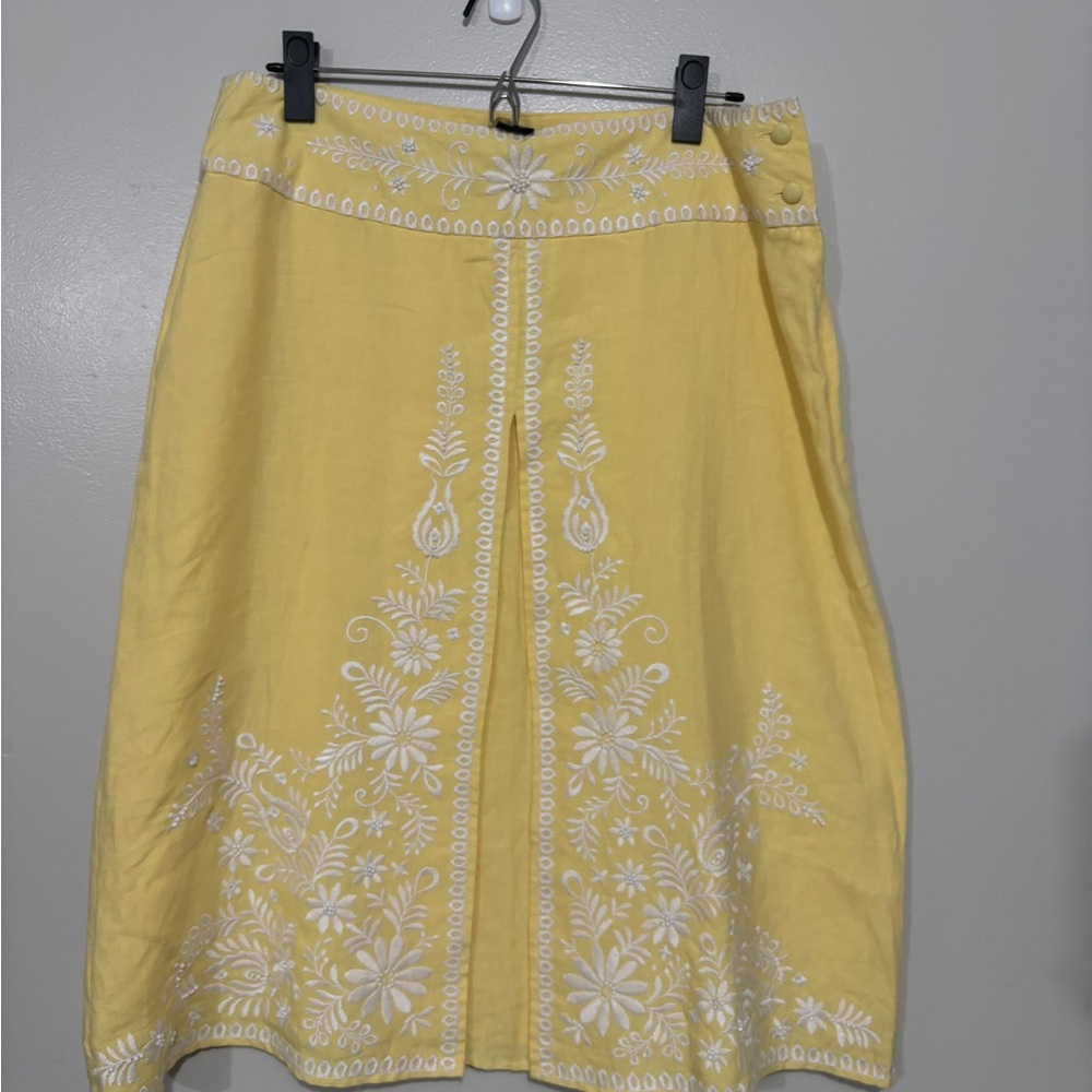SilkLand Yellow A-Line Embellished Skirt